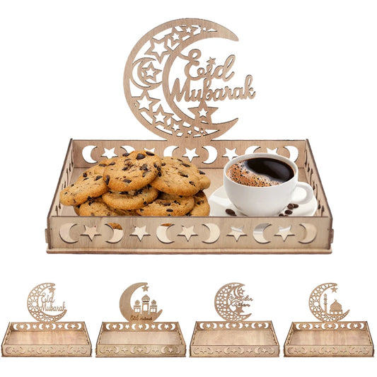 Natural Wood Style Eid/Ramadan Food Tray (Various Designs)