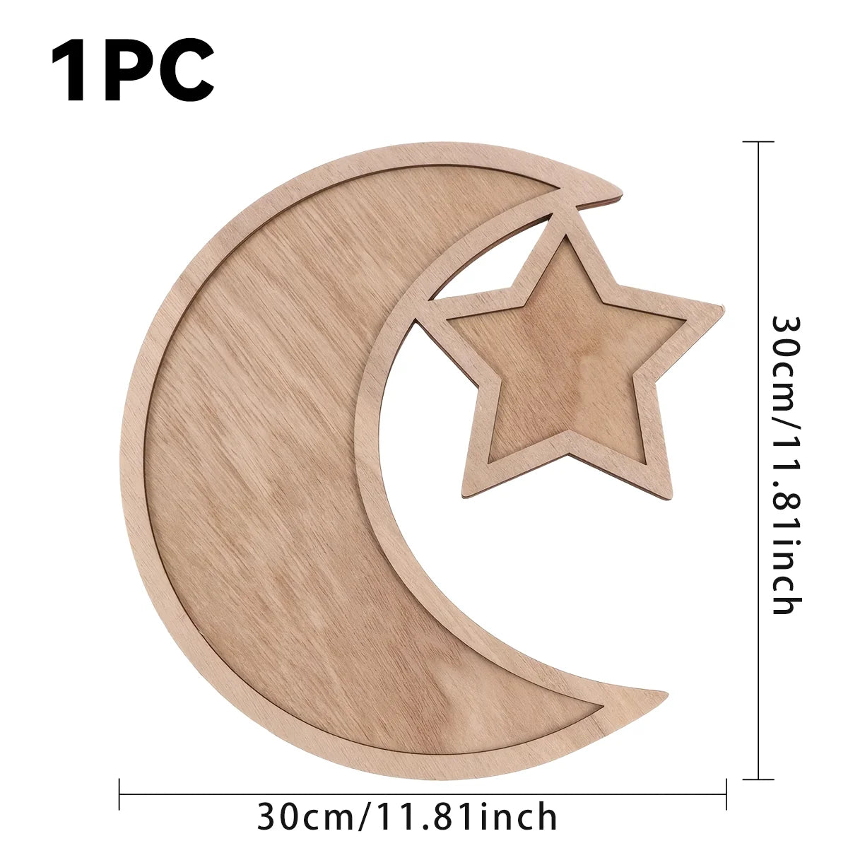 Ramadan Wooden Moon+Star Tray