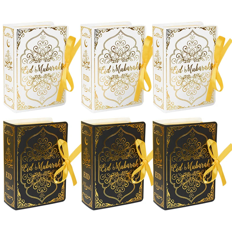 3/5/10Pcs 'Eid Mubarak' Book Shape Gift Boxes
