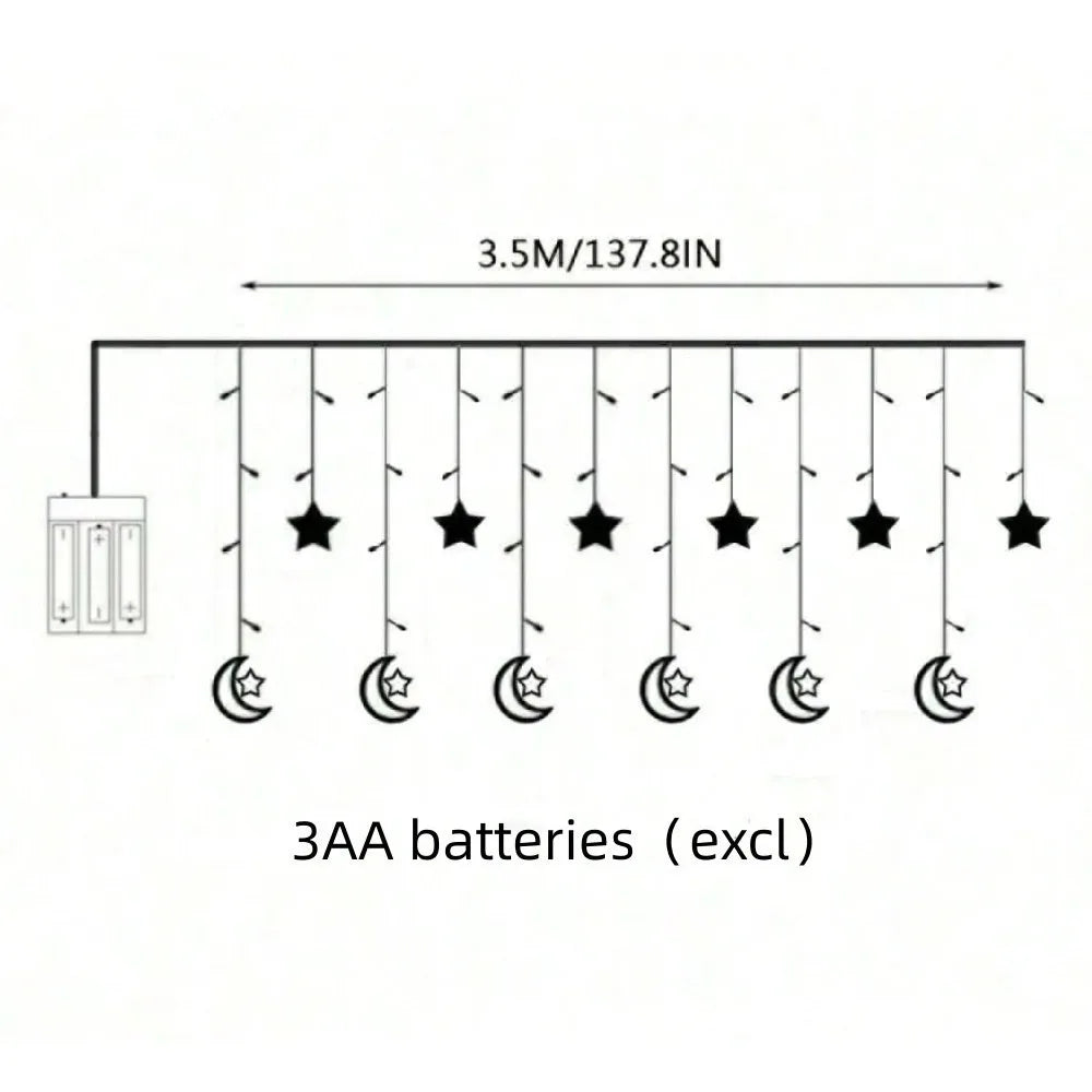 Moon and Star 3.5M String Lights Battery Powered