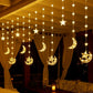 3.5M Waterproof Battery Box Powered Star & Moon Curtain String Ramadan LED Lights