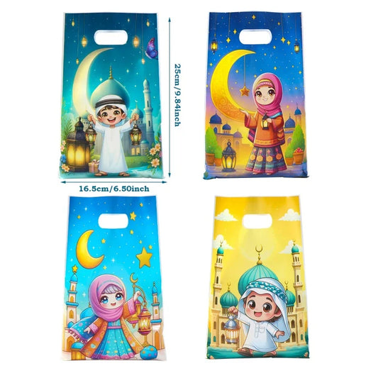 10/25/50pcs 16.5cm x 25cm Ramadan Gift Bags Cartoon Characters