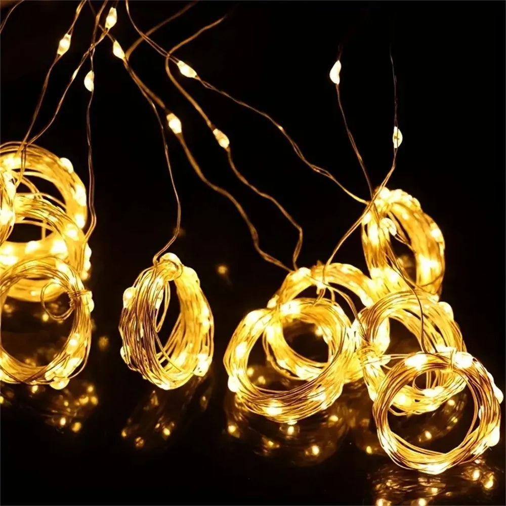 USB Power Curtain String LED Lights with Remote 8 Modes 3M x 3M
