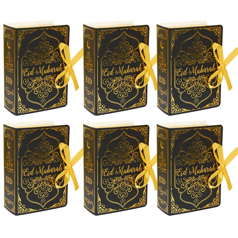 3/5/10Pcs 'Eid Mubarak' Book Shape Gift Boxes