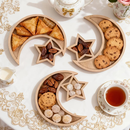 Ramadan Wooden Moon+Star Tray