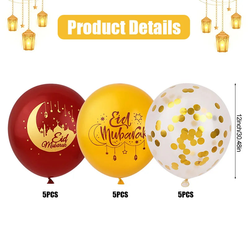 Gold/Red/White Eid Balloons
