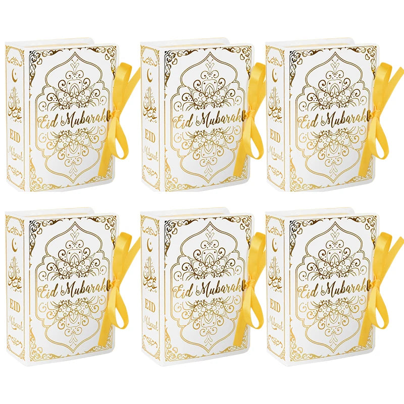 3/5/10Pcs 'Eid Mubarak' Book Shape Gift Boxes