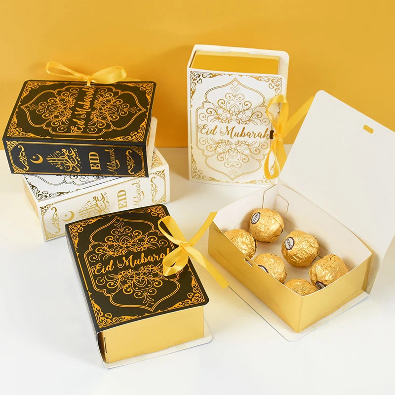 3/5/10Pcs 'Eid Mubarak' Book Shape Gift Boxes
