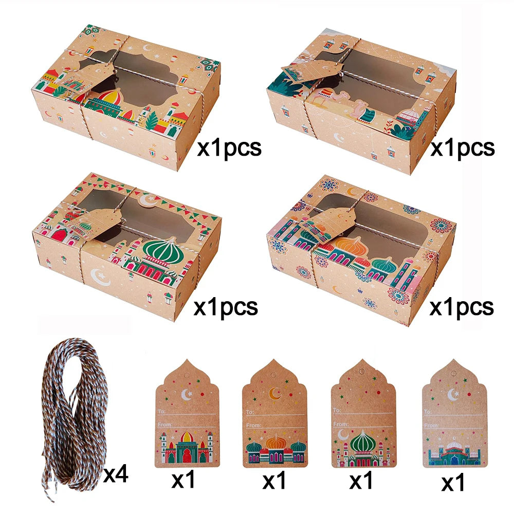 4/8pcs Ramadan/Eid Paper Window Gift Box