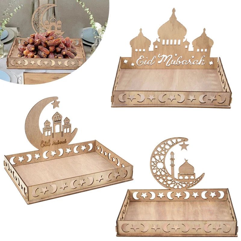 Natural Wood Style Eid/Ramadan Food Tray (Various Designs)