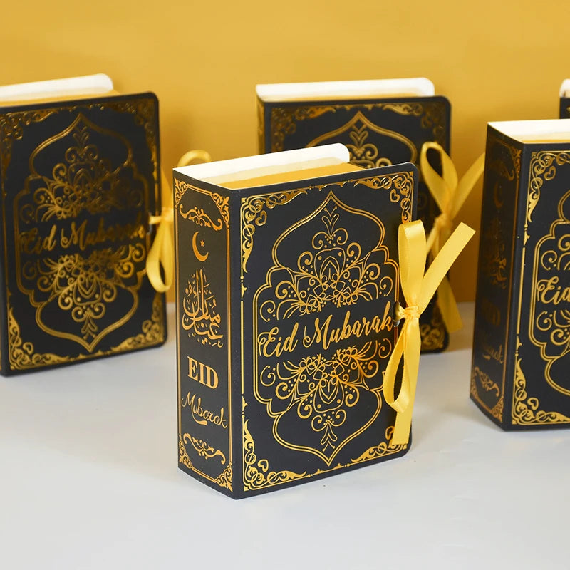 3/5/10Pcs 'Eid Mubarak' Book Shape Gift Boxes