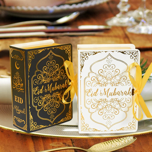 3/5/10Pcs 'Eid Mubarak' Book Shape Gift Boxes