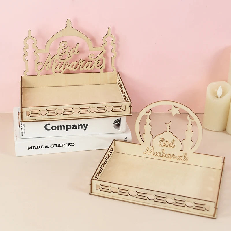 Natural Wood Style Eid/Ramadan Food Tray (Various Designs)