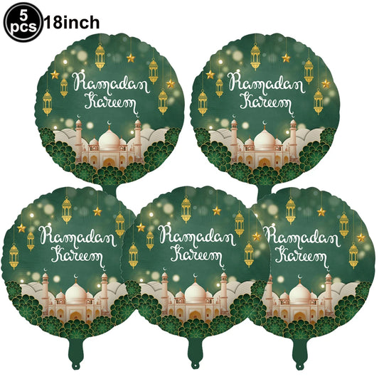 5PCs Ramadan Balloons Green