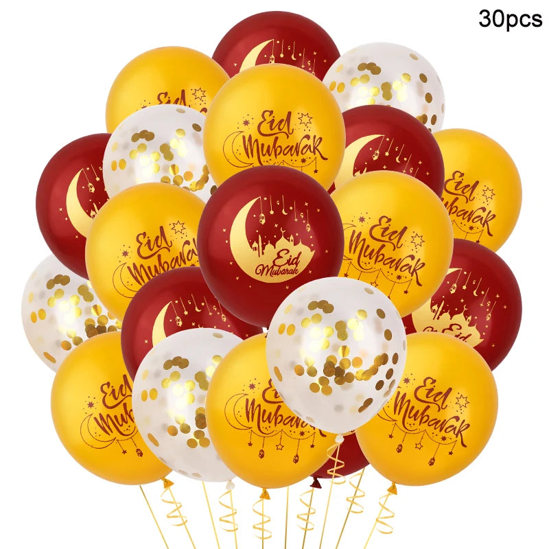 Gold/Red/White Eid Balloons