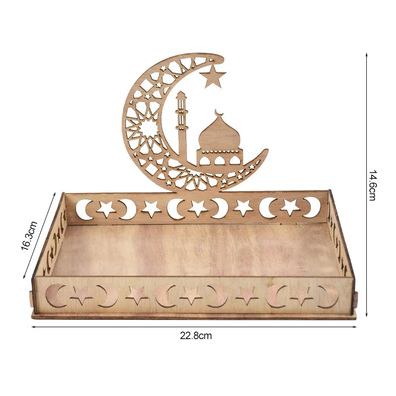 Natural Wood Style Eid/Ramadan Food Tray (Various Designs)