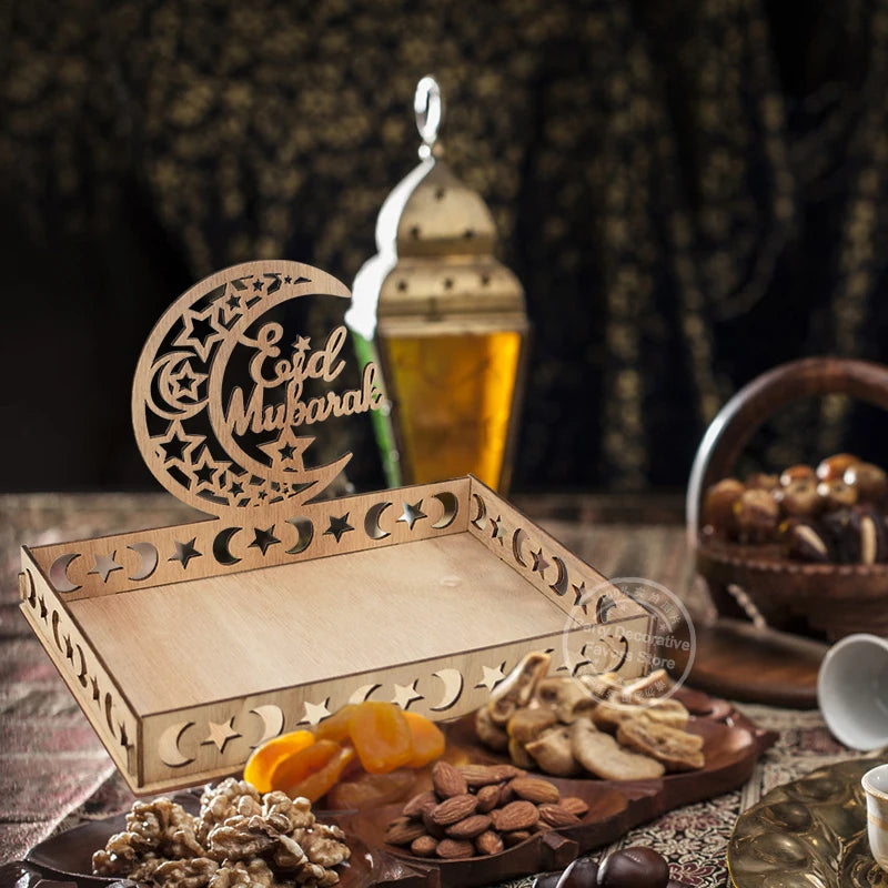 Natural Wood Style Eid/Ramadan Food Tray (Various Designs)