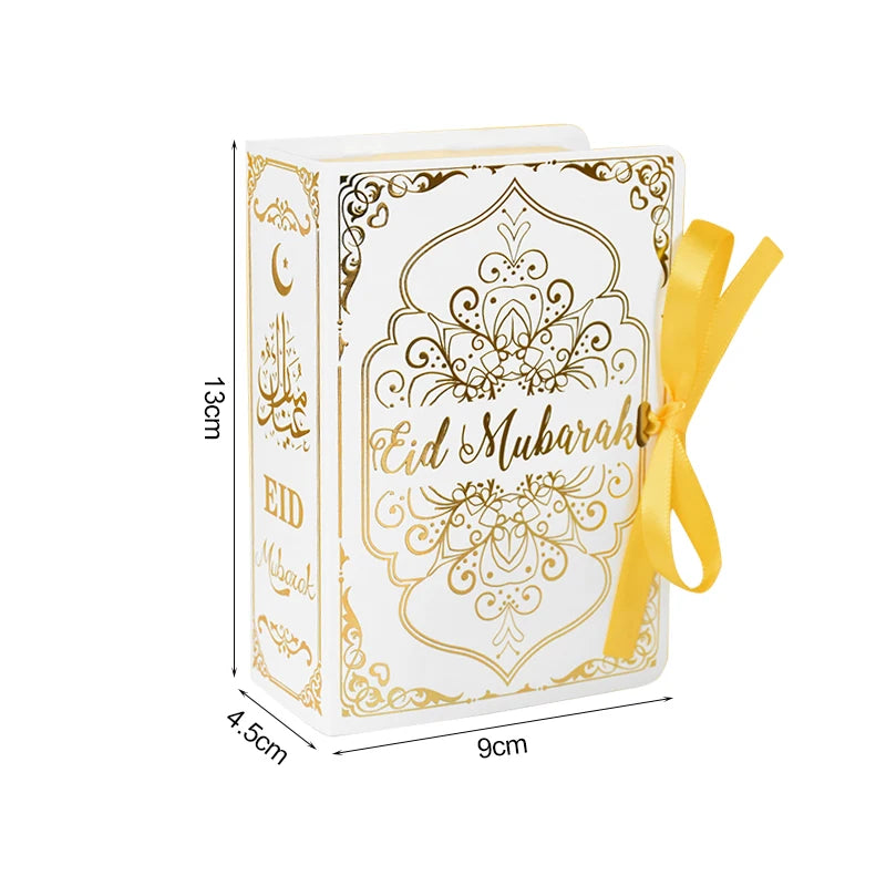 3/5/10Pcs 'Eid Mubarak' Book Shape Gift Boxes