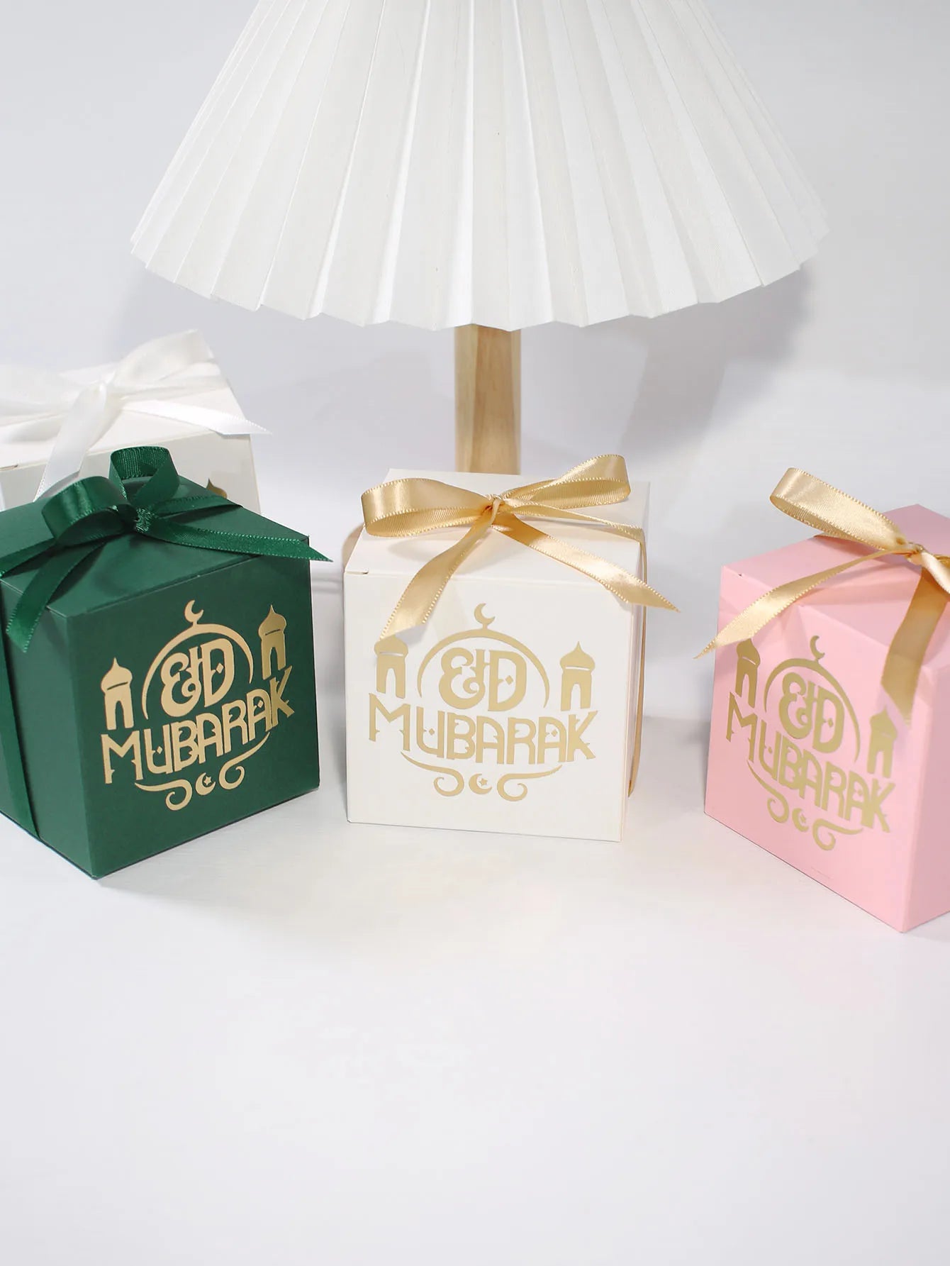 8cmx8cmx8cm 'Eid Mubarak' Gift Boxes (Pink/White/Black/Green)