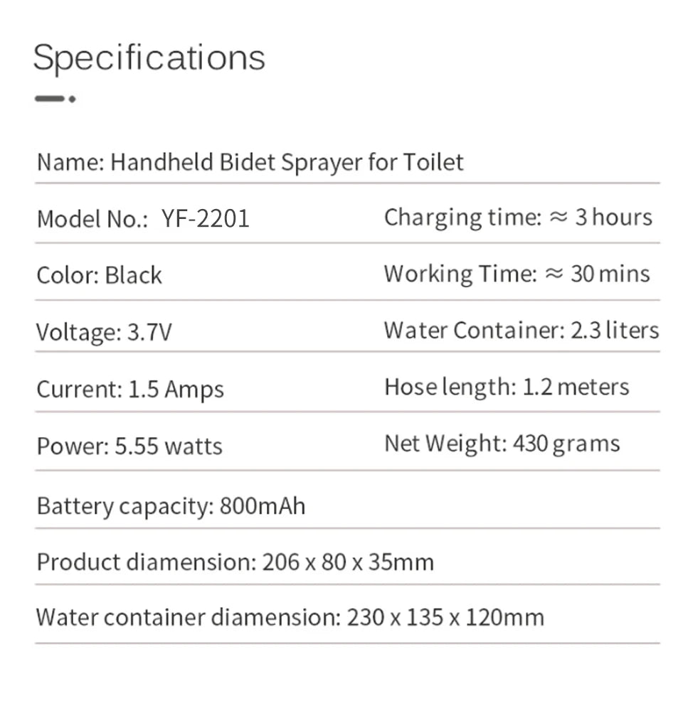 Portable handheld integrated body cleaner, personal hygiene, cleaning, soothing, postpartum care, electric travel, spray sitting