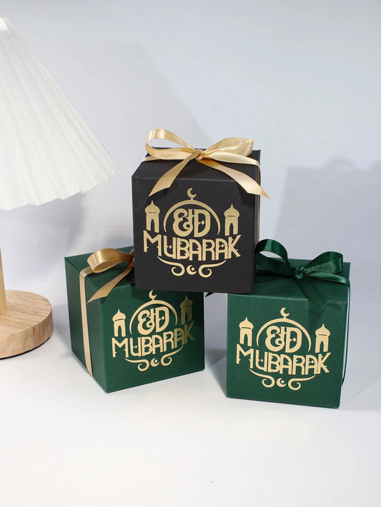 8cmx8cmx8cm 'Eid Mubarak' Gift Boxes (Pink/White/Black/Green)