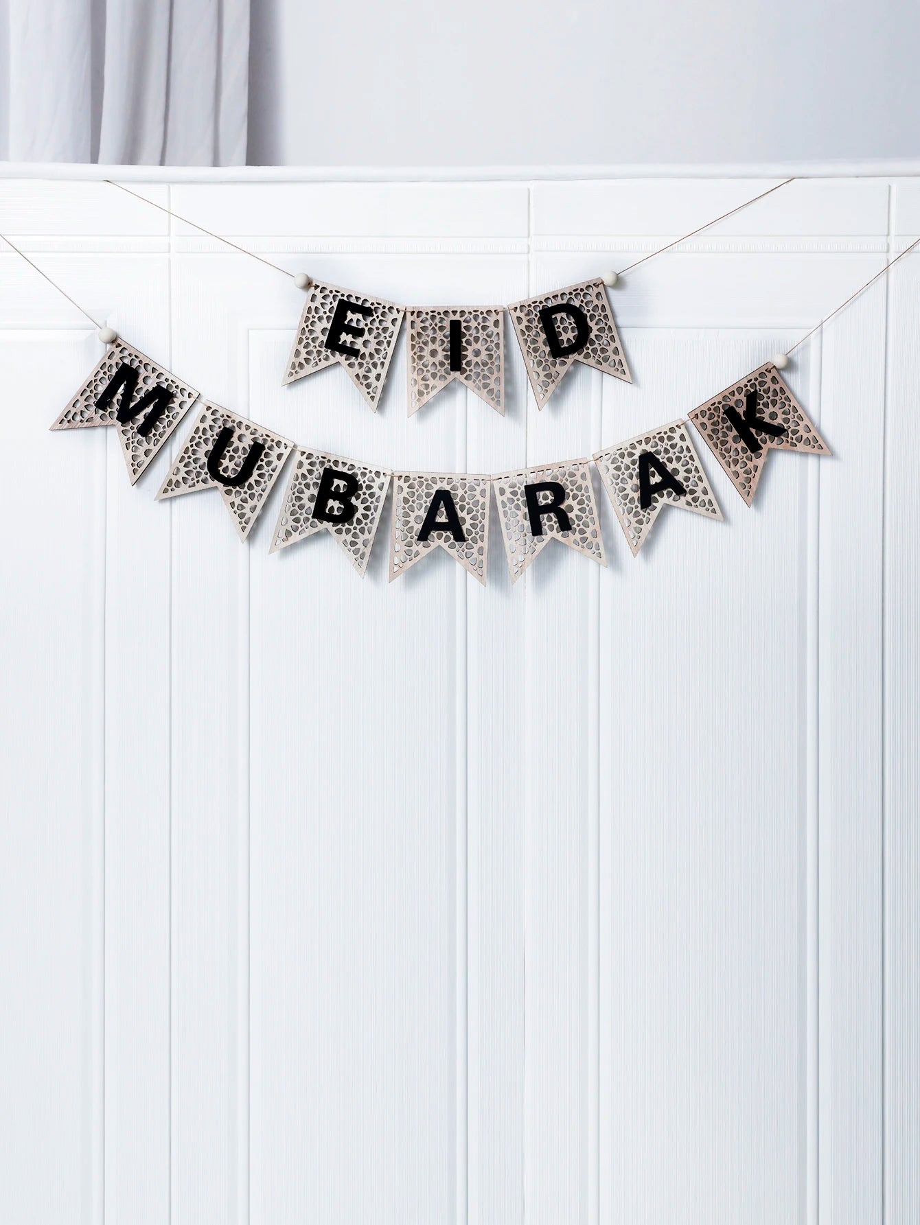 Wooden Ramadan Mubarak Hanging Decoration Black Text