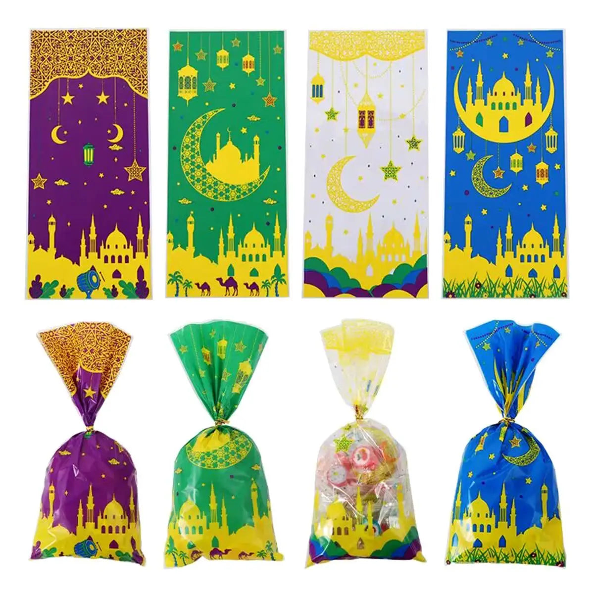 25/50/100pcs Eid Mubarak Plastic Gift Bags