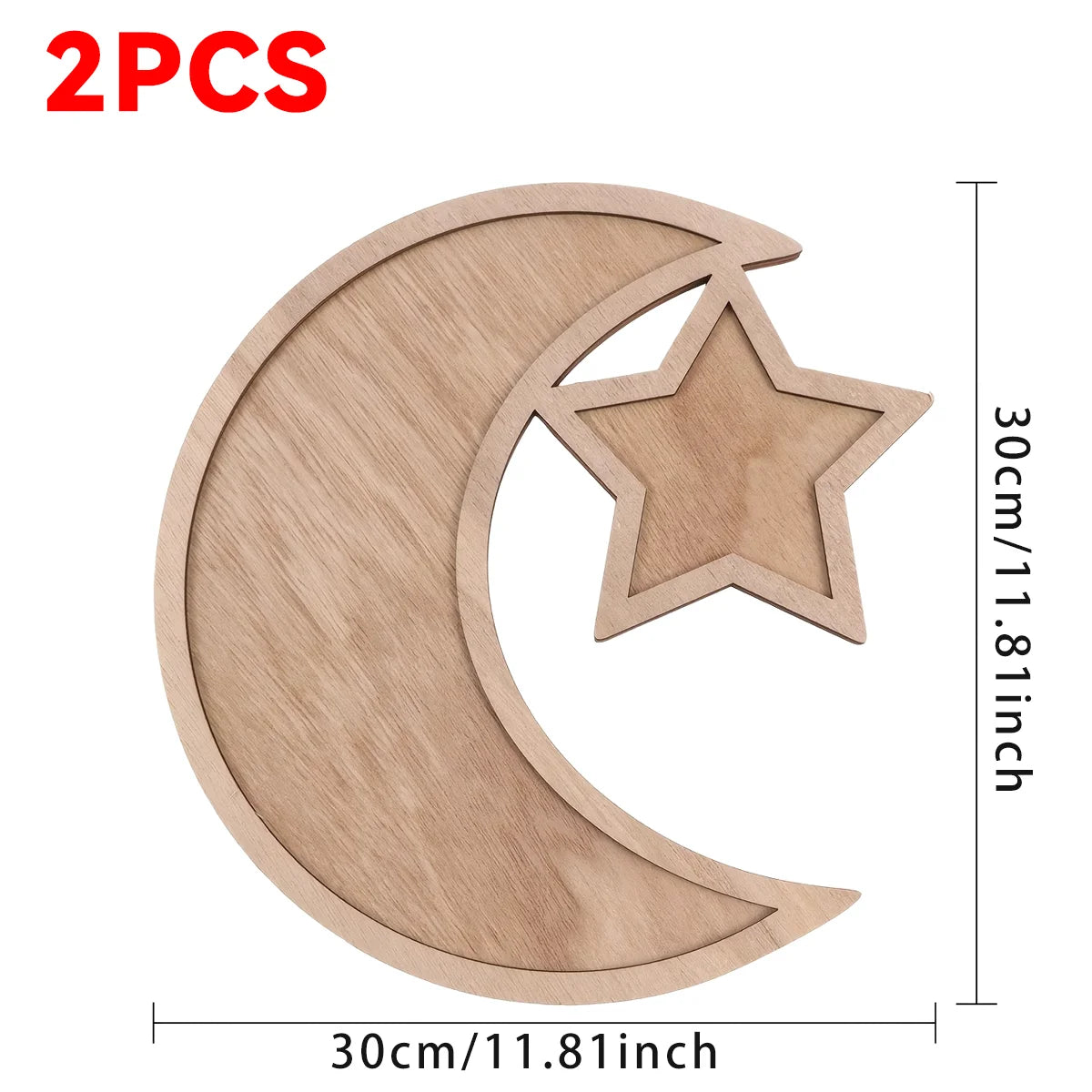 Ramadan Wooden Moon+Star Tray