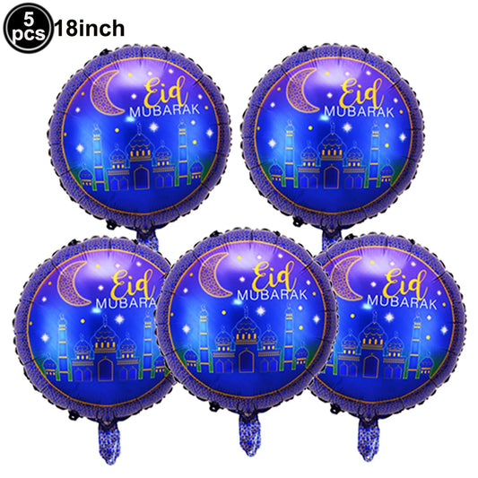 5PCs Eid Mubarak Balloons Candy Purple