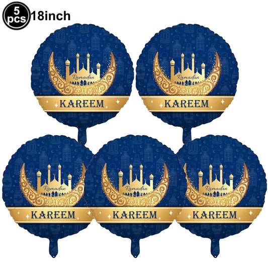 5PCs Ramadan Balloons Dark Blue