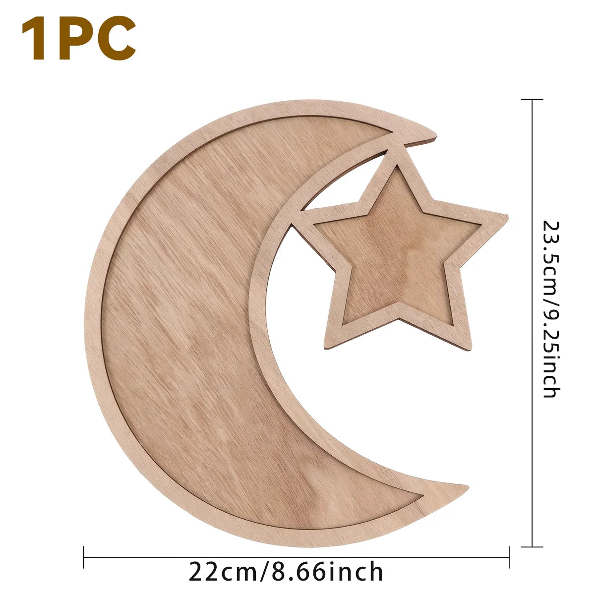 Ramadan Wooden Moon+Star Tray