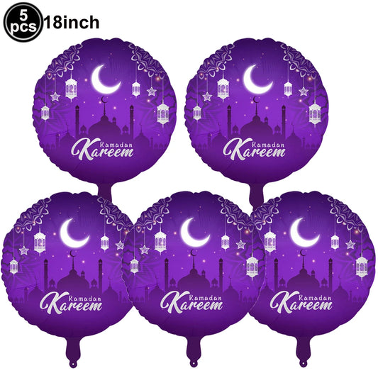 5PCs Ramadan Balloons Purple