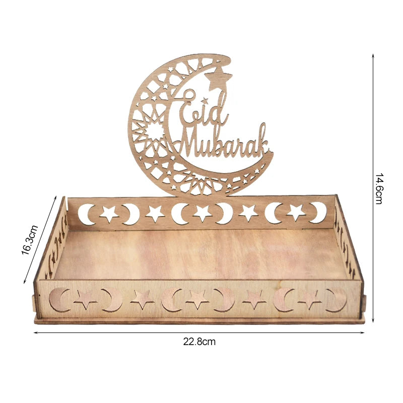 Natural Wood Style Eid/Ramadan Food Tray (Various Designs)