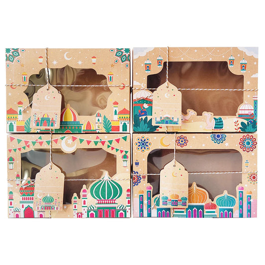 4/8pcs Ramadan/Eid Paper Window Gift Box
