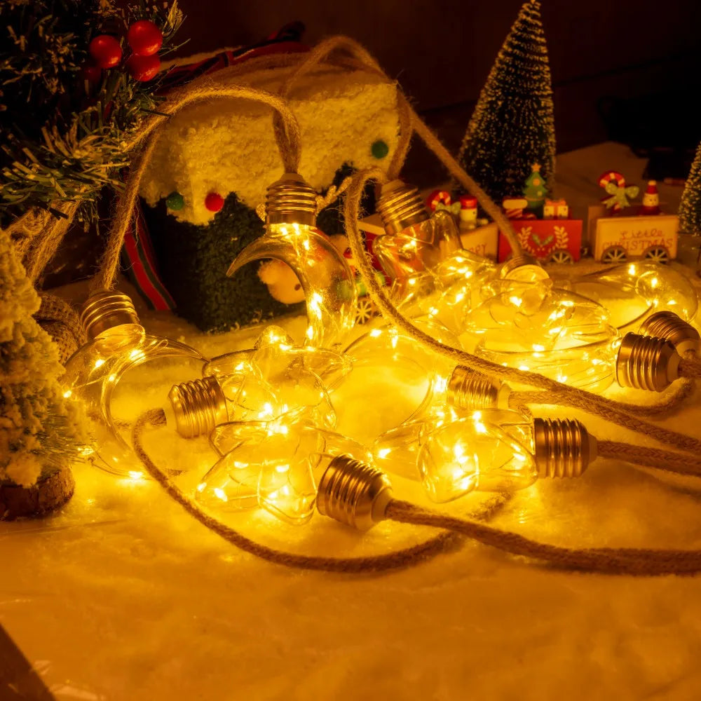 5M Solar Powered Hemp Rope Star & Moon LED Lights